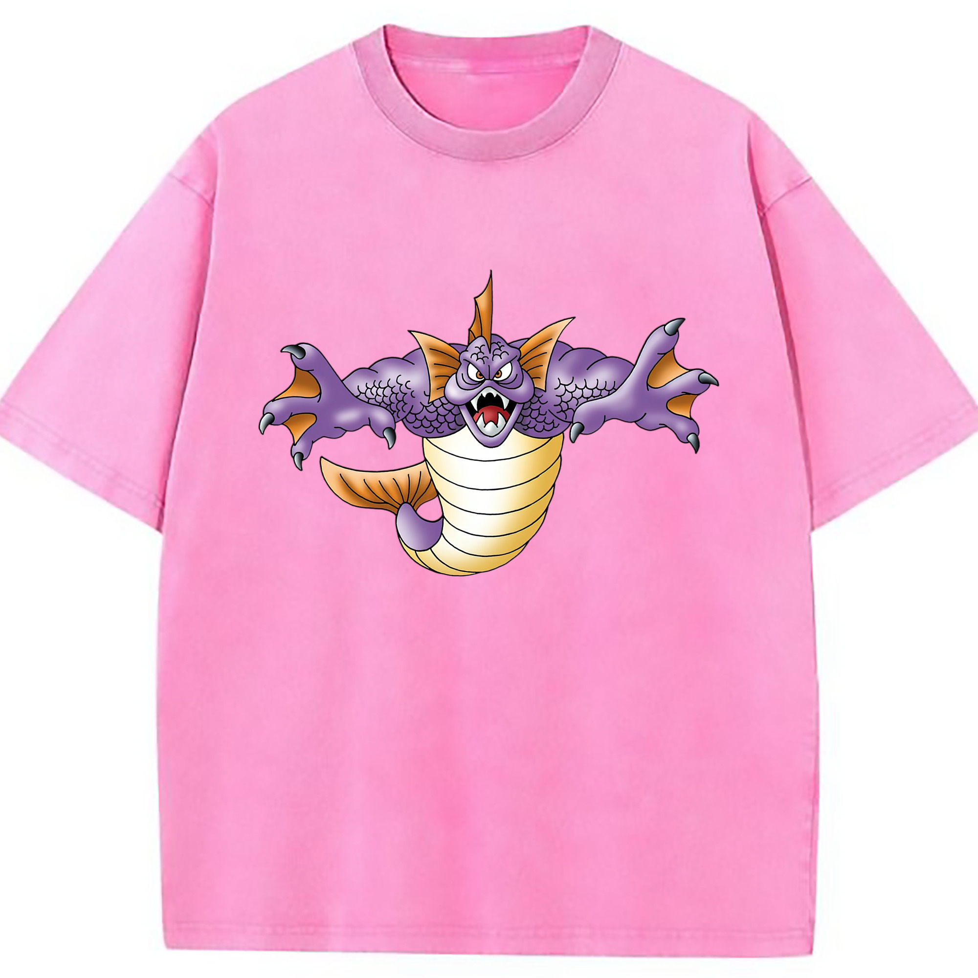 （画像用） ドラゴンクエスト Doragon Kuesuto Dragon Quest 綿100% ヴィンテージ風 半袖Tシャツ（フロントプリント）